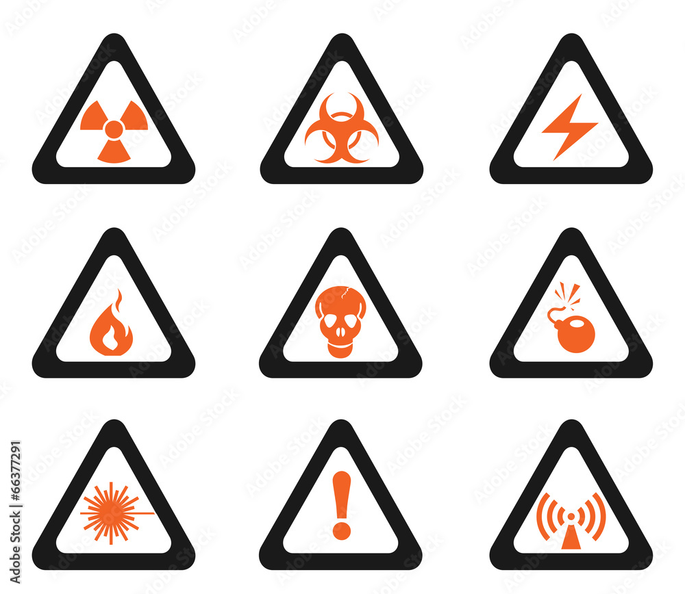 Triangular Hazard Sign Icons Triangular Hazard Sign Icons