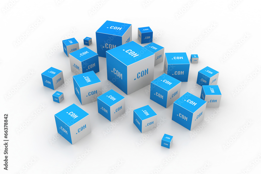 Dot com domain in cubes Dot com domain in cubes
