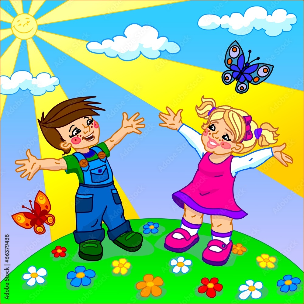 The illustration of happy cartoon kids The illustration of happy cartoon kids
