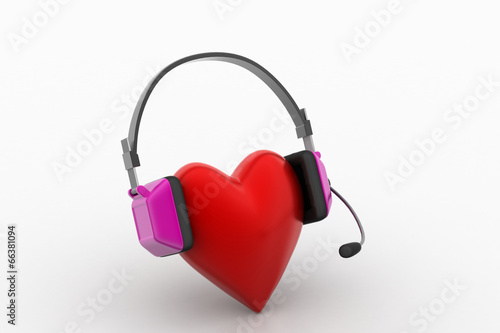 head phone with love hearts