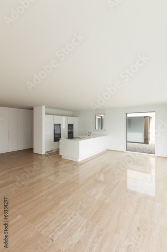 Interior  wide living room with kitchen