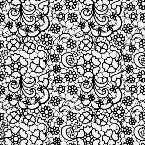 Lace seamless pattern with flowers