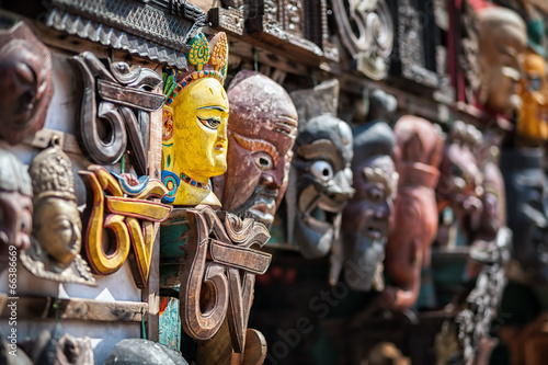 Souvenir masks at Nepal market