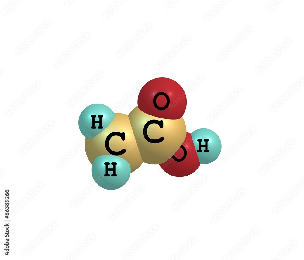 Fototapeta premium Acetic acid molecule isolated on white