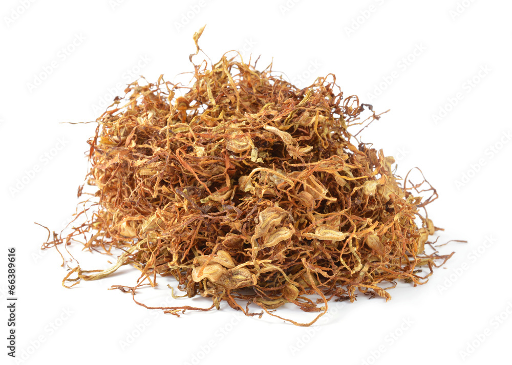 Tobacco leaves were dried, cut into small strips called line tob Tobacco leaves were dried, cut into small strips called line tob