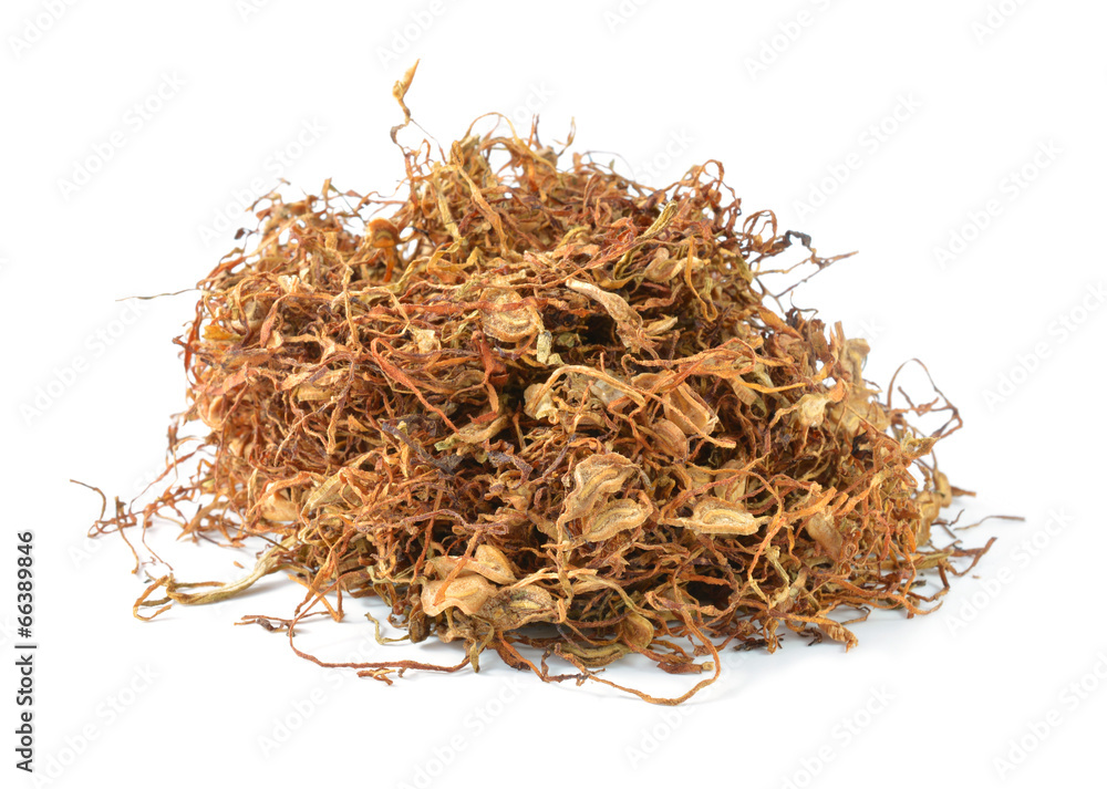 Fototapeta premium Tobacco leaves were dried, cut into small strips called line tob