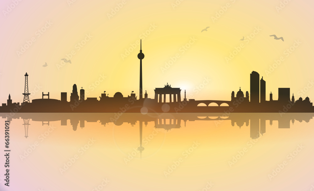 Fototapeta premium Skyline Berlin Sonne Himmel