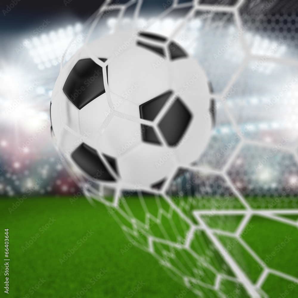 Fototapeta premium soccer ball in goal net
