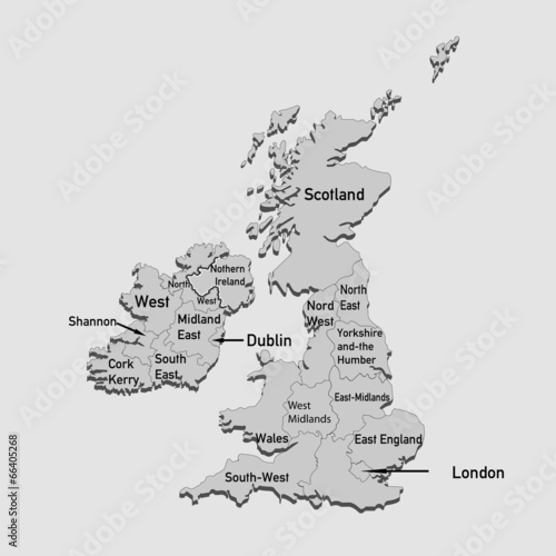 Britische Inseln in grau