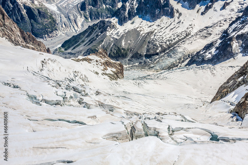 Mer de Glace (Sea of Ice) is a glacier located on the Mont Blanc