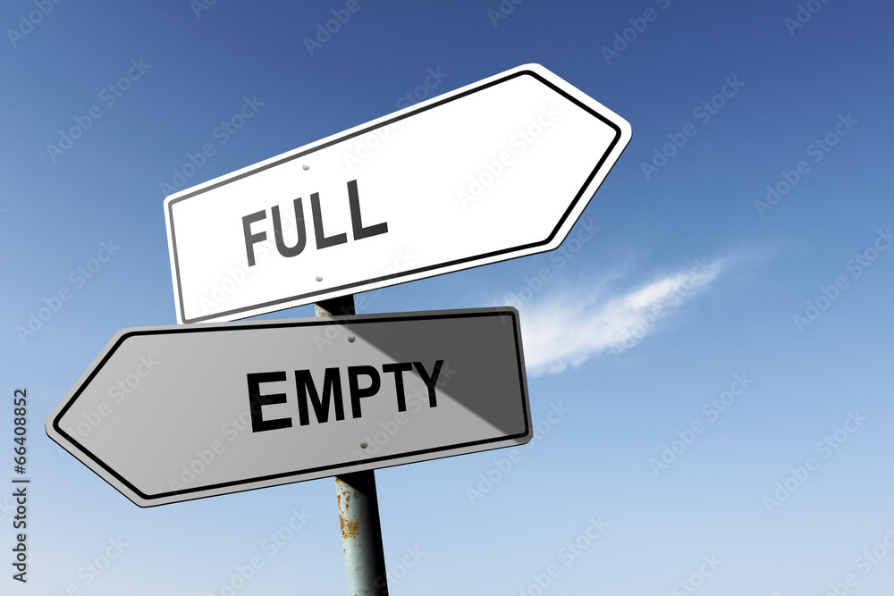 Full and Empty directions. Opposite traffic sign. Full and Empty directions. Opposite traffic sign.