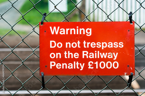 Railway crossing warning in Bury St Edmunds do not trespass