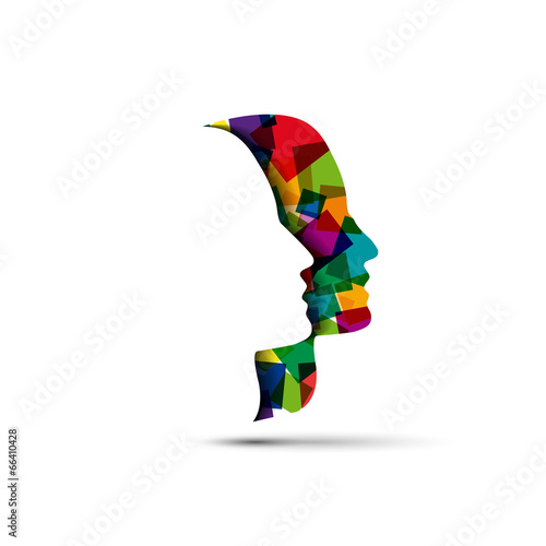 Vector Logo digital generation, head and pixel