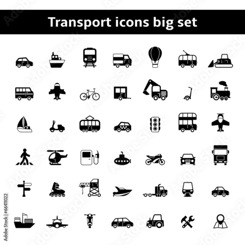 Set of universal transportation vehicles pictograms
