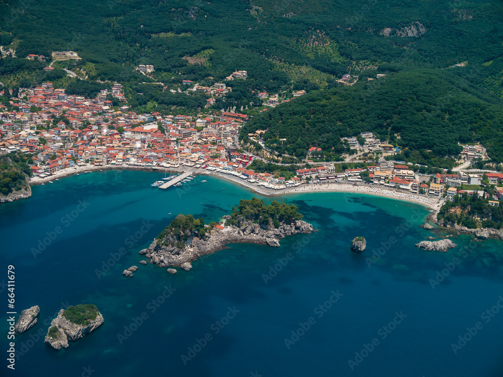 Aerial landscape of Parga Greece