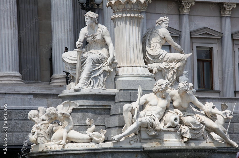 Famous Athena Fountain in Vienna, Austria
