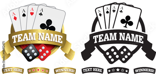 Badge, symbol or icon on white for cards, dice and gambling