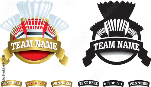 Badge, symbol or icon on white for badminton