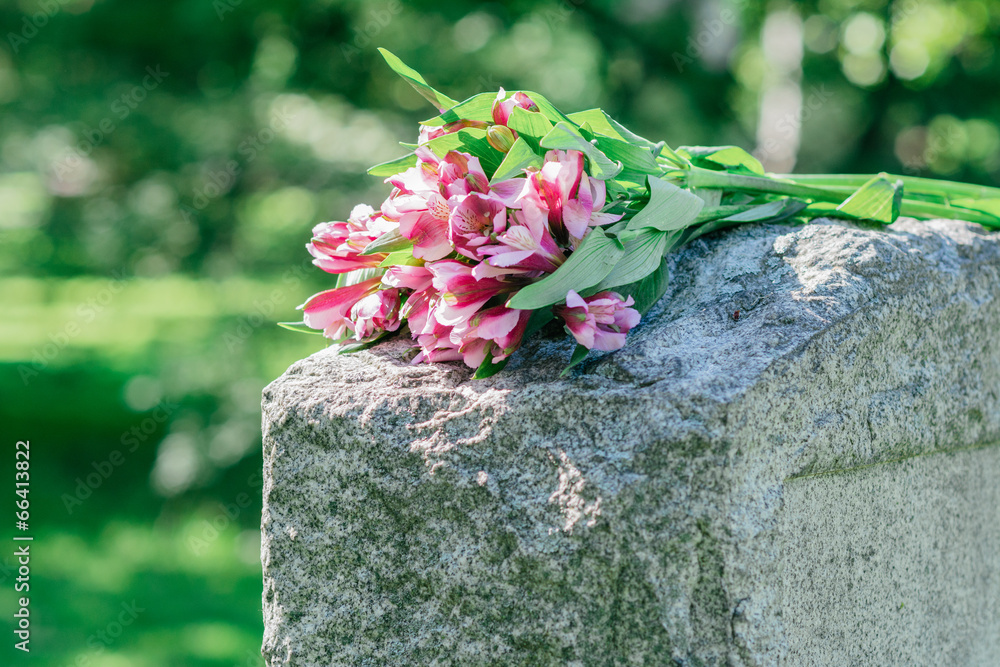 Headstone in Cemetery - obrazy, fototapety, plakaty 