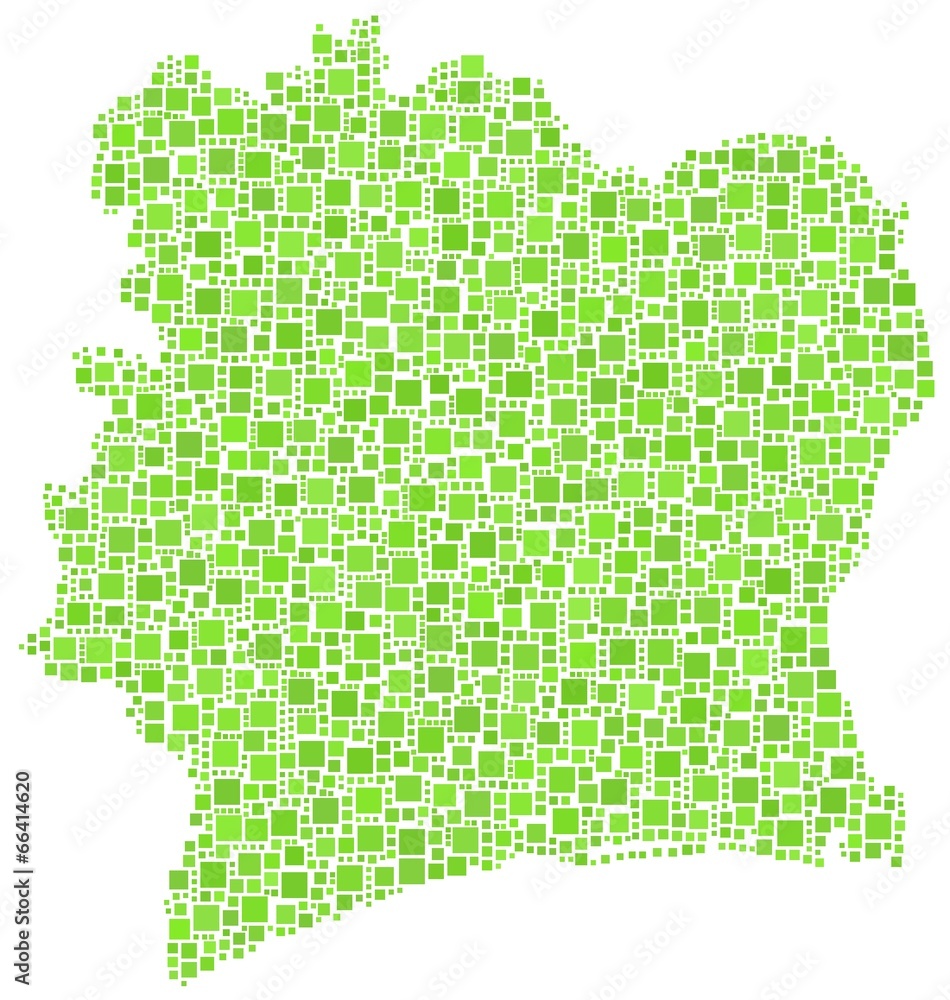 Republic of Ivory Coast in a mosaic of green squares