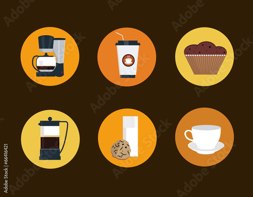 coffee icon set flat style