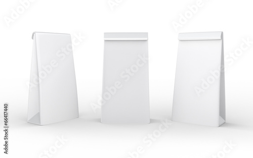White paper lunch  bag isolated on white with clipping path