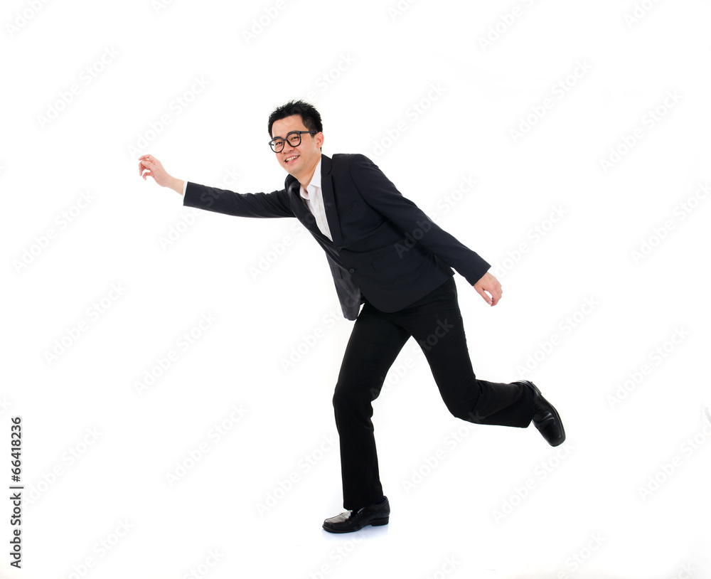 business man running on isolated white background, full length, business man running on isolated white background, full length,
