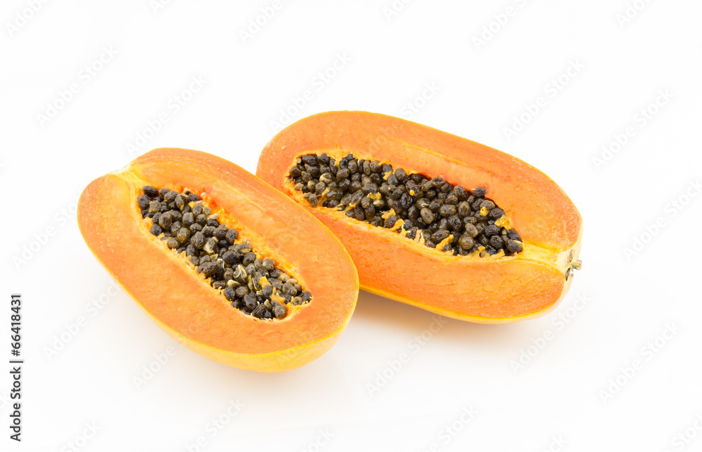 Sliced papaya on white background Sliced papaya on white background