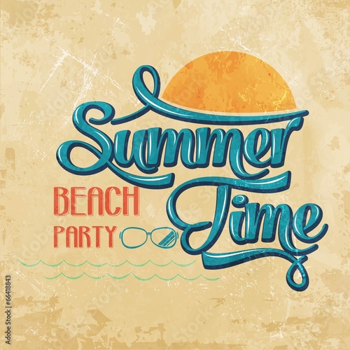 Calligraphic  Writing "Summer time - beach party"