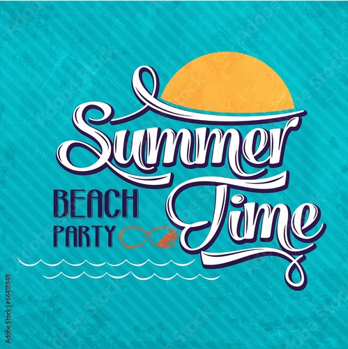 Calligraphic  Writing "Summer time - beach party"