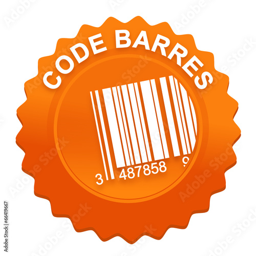 code barres sur bouton web denté orange