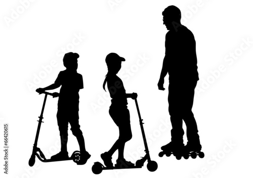 Father and childs on skates