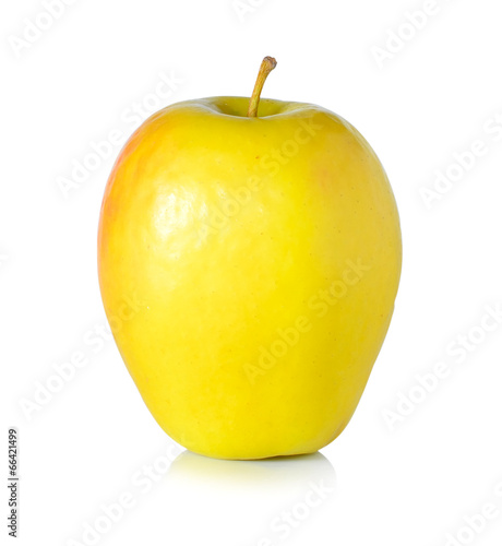 ripe yellow apple isolated on white