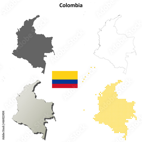 Colombia blank outline map set