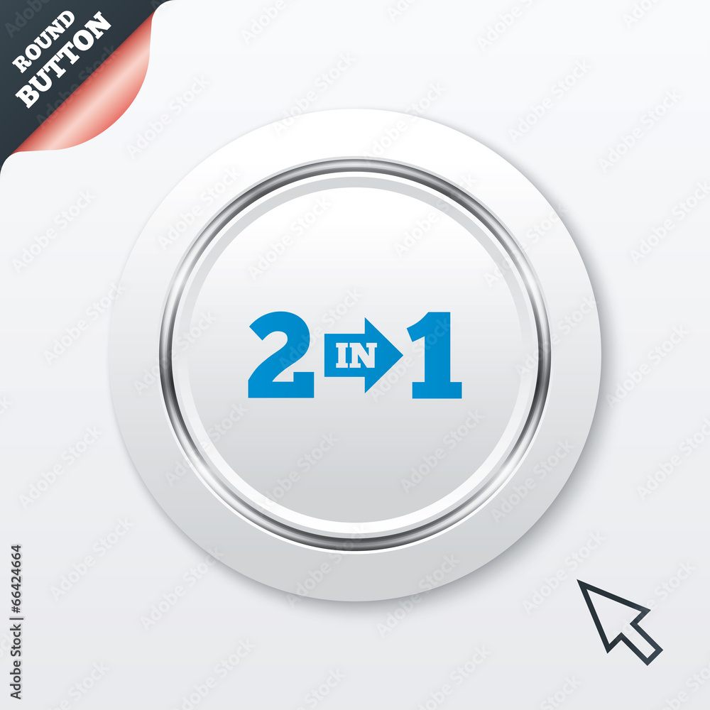 Two in one sign icon. 2 in 1 symbol with arrow. Two in one sign icon. 2 in 1 symbol with arrow.