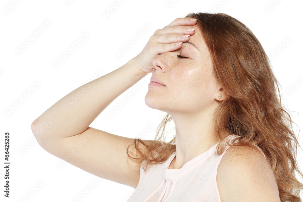 Fototapeta premium hold her hand on her eyes