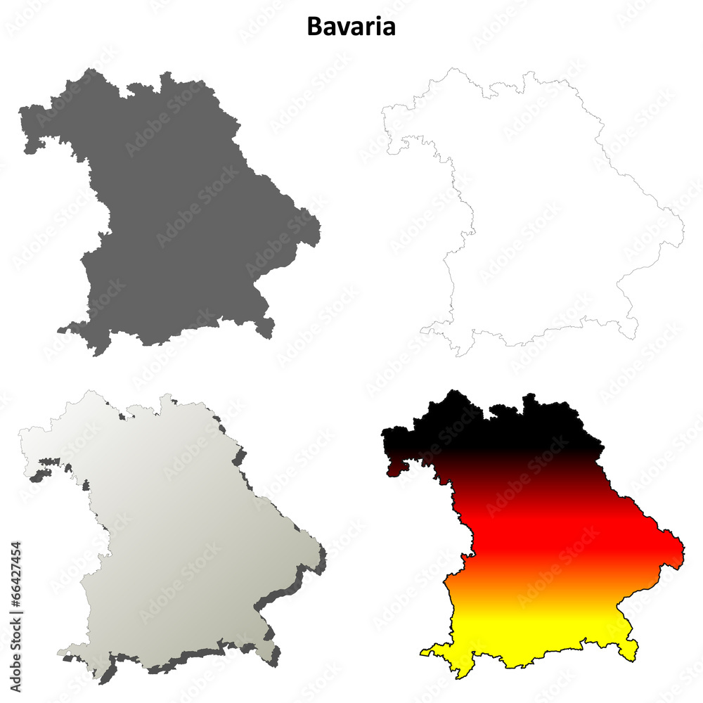 Bavaria blank outline map set