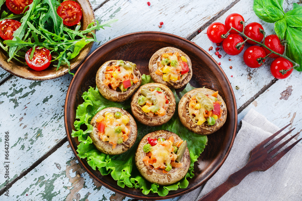 stuffed mushrooms baked with vegetables
