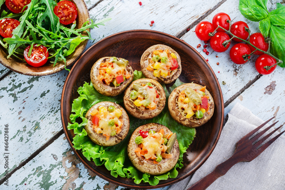 stuffed mushrooms baked with vegetables stuffed mushrooms baked with vegetables