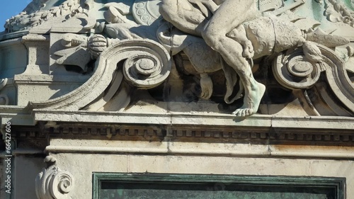 Vertical pan of the statue of Savoyai E. in front of Buda Castle photo