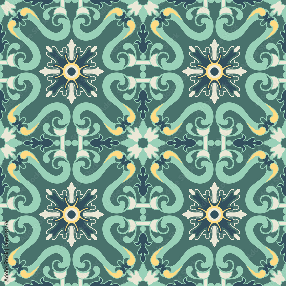 Fototapeta premium Old floral tiles