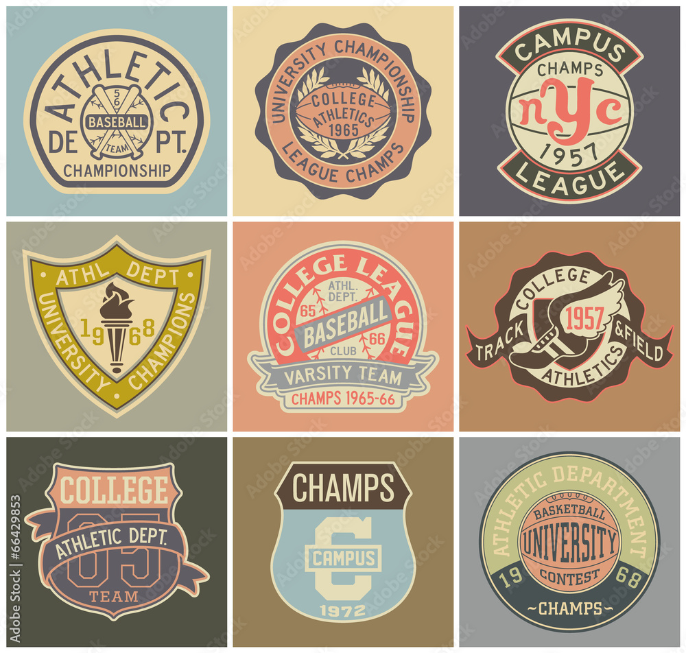 Old style sporting badges vector collection