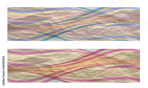 set of two banners with the texture of crumpled paper
