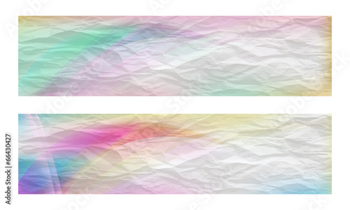 set of two banners with the texture of crumpled paper
