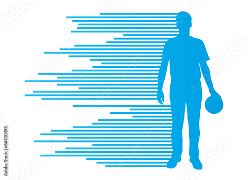 Bowling player silhouettes vector background concept