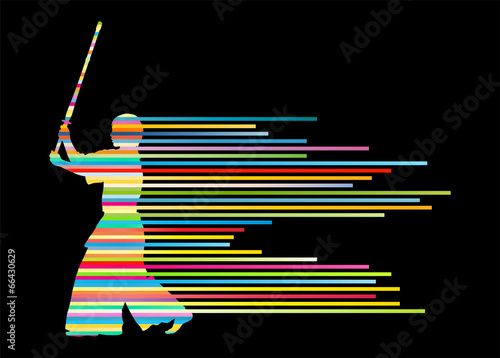 Active japanese Kendo sword martial arts fighter vector backgrou