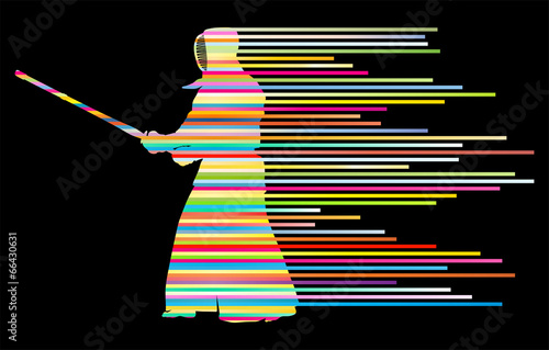Active japanese Kendo sword martial arts fighter vector backgrou