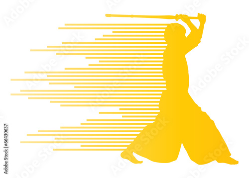 Active japanese Kendo sword martial arts fighter vector backgrou