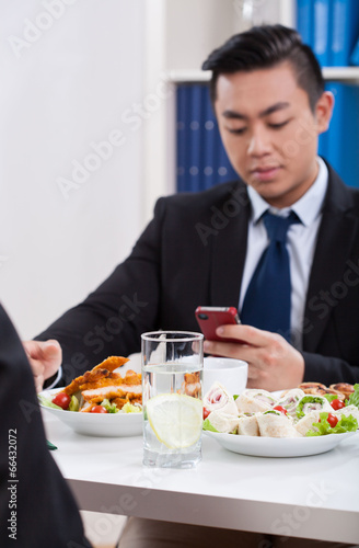 Asian man during lunch time