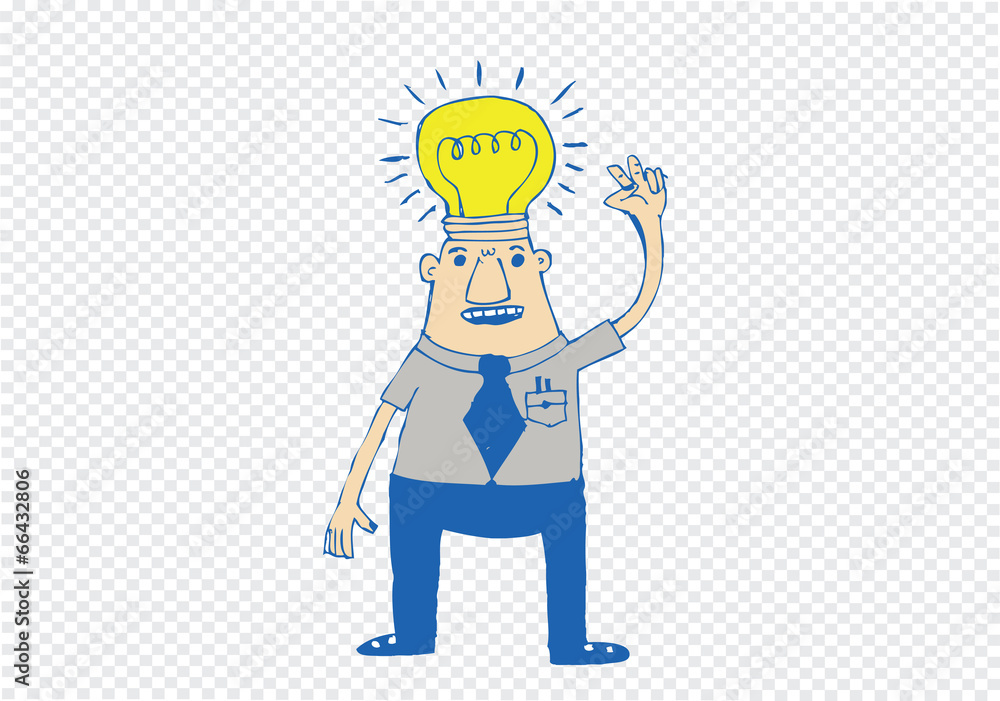 Cartoon man thinking style illustration